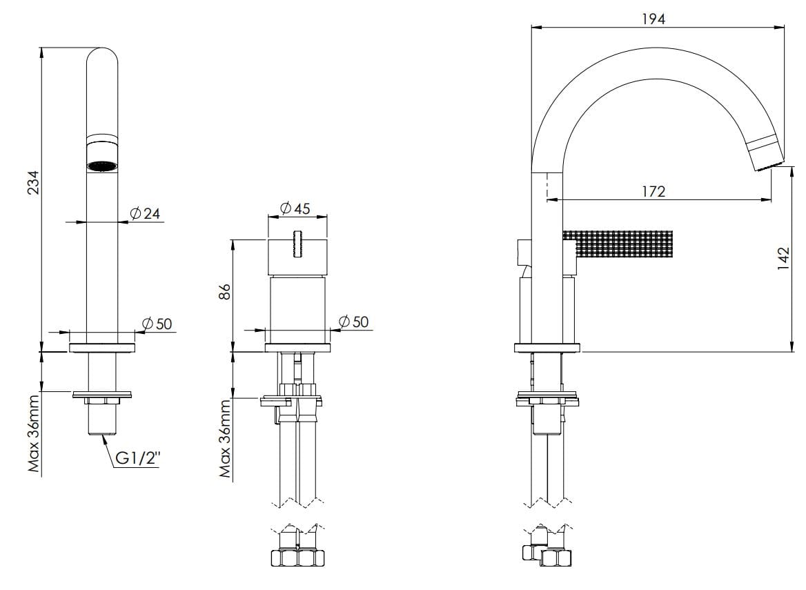 Однорычажный смеситель для раковины с 2 отверстиями Daniel Rubinetterie клуб ARCH-00116612 - Вид №2