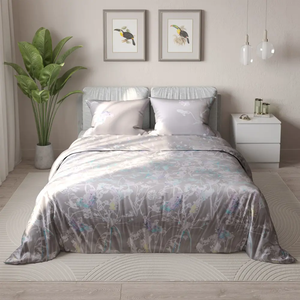 Комплект постельного белья Dried Flower двуспальный бязь серый 89411736 STLM-2004481 Santreyd 
