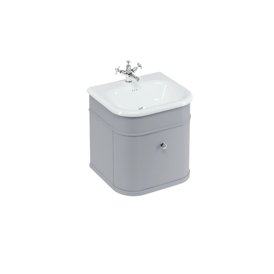 Burlington Chalfont Chalfont 550мм Тумбочка с одним выдвижным ящиком - Классический серый с хромированными ножками CH55G-CHLEGCHR  - Вид №4
