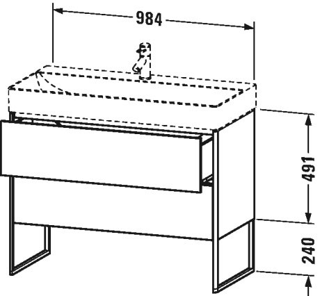 XS444404040 XSquare Тумбочка напольная Черный глянцевый лак Duravit - Вид №1