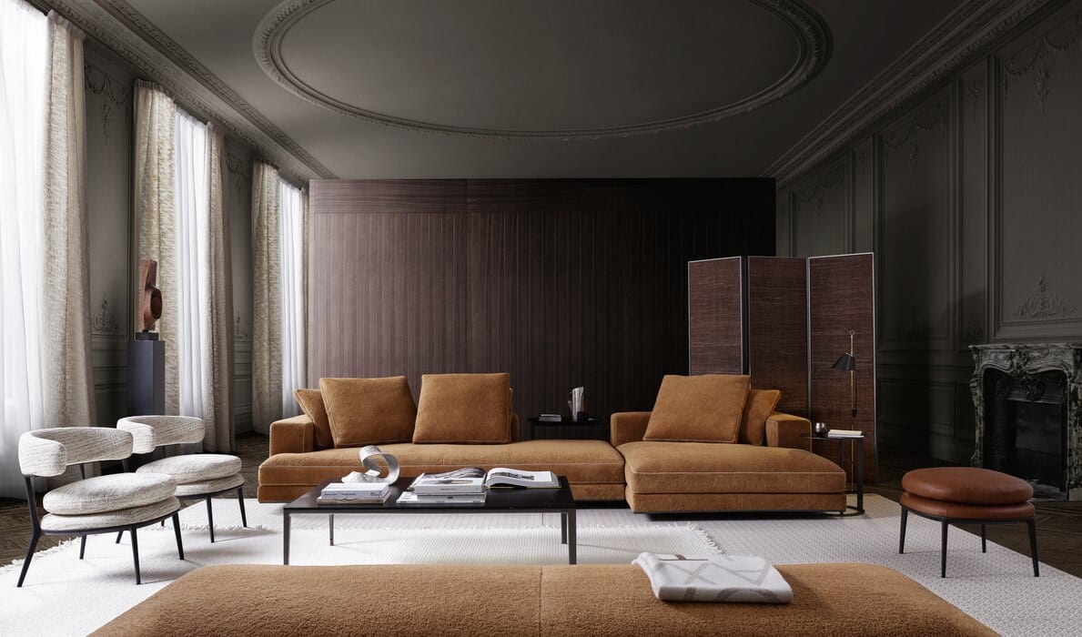 Тканевый диван с полуостровом Maxalto ARBITER ARCH-00062806 - Вид №2