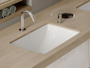 Керамическая раковина с утопленным под столом прямоугольная раковина