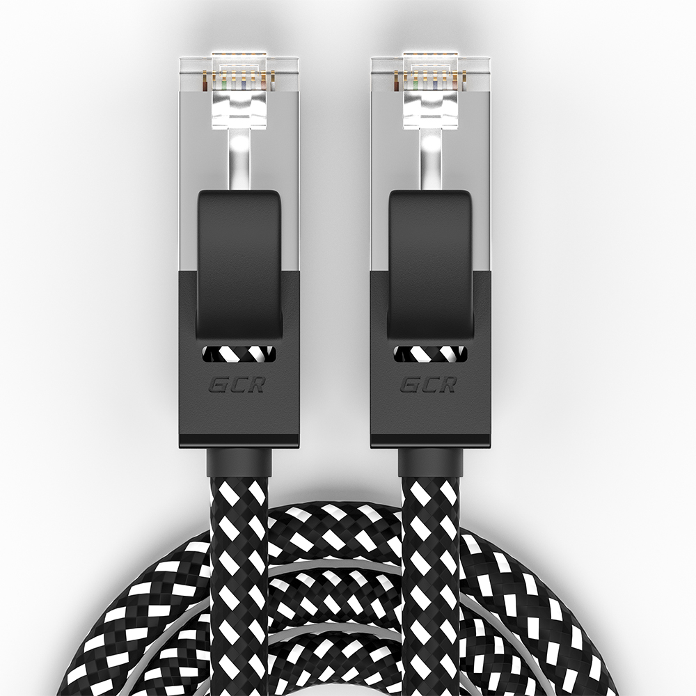 GCR-52021 Gcr патч-корд prof прямой 3.0m, utp медь кат.6, strong черно-белый нейлон, ethernet high speed 10 гбит/с, t568b, gcr-52018 Greenconnect Santreyd  - Вид №1