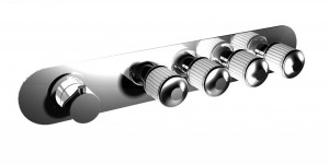 04542/4 Встроенный термостатический смеситель с 4 кранами открытия / закрытия на одной пластине (4 выхода). Bongio Cristallo