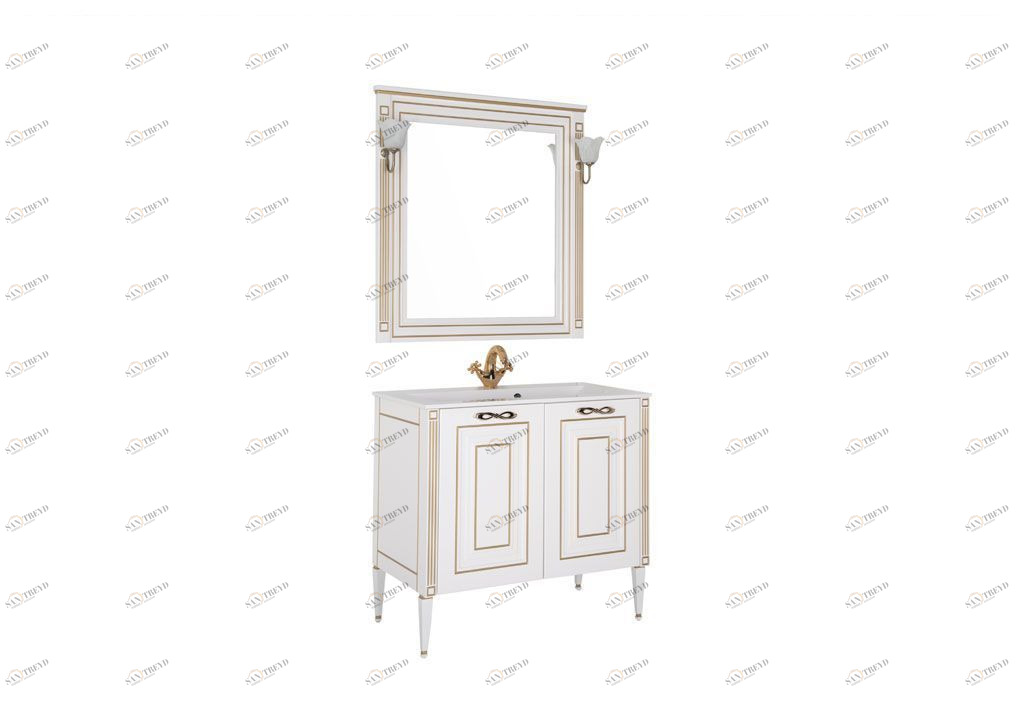 Мебель для ванной Aquanet Паола 90 белый/золото (литьевой мрамор) 00187844