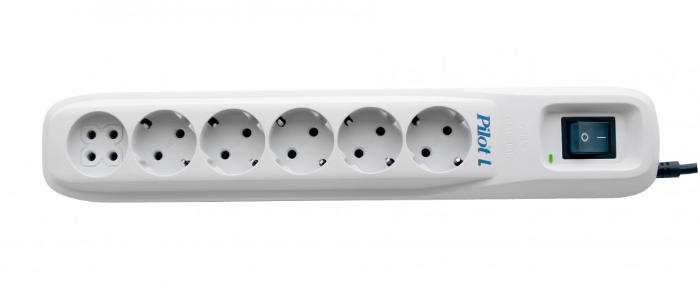 Pilot L-6 5M Surge protector , 6 outlets (5+1), white ZIS Santreyd  - Вид №1