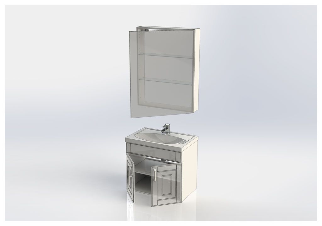 Мебель для ванной Aquanet Рондо 70 белый (2 дверцы, зеркало камерино) 00195702 - Вид №4