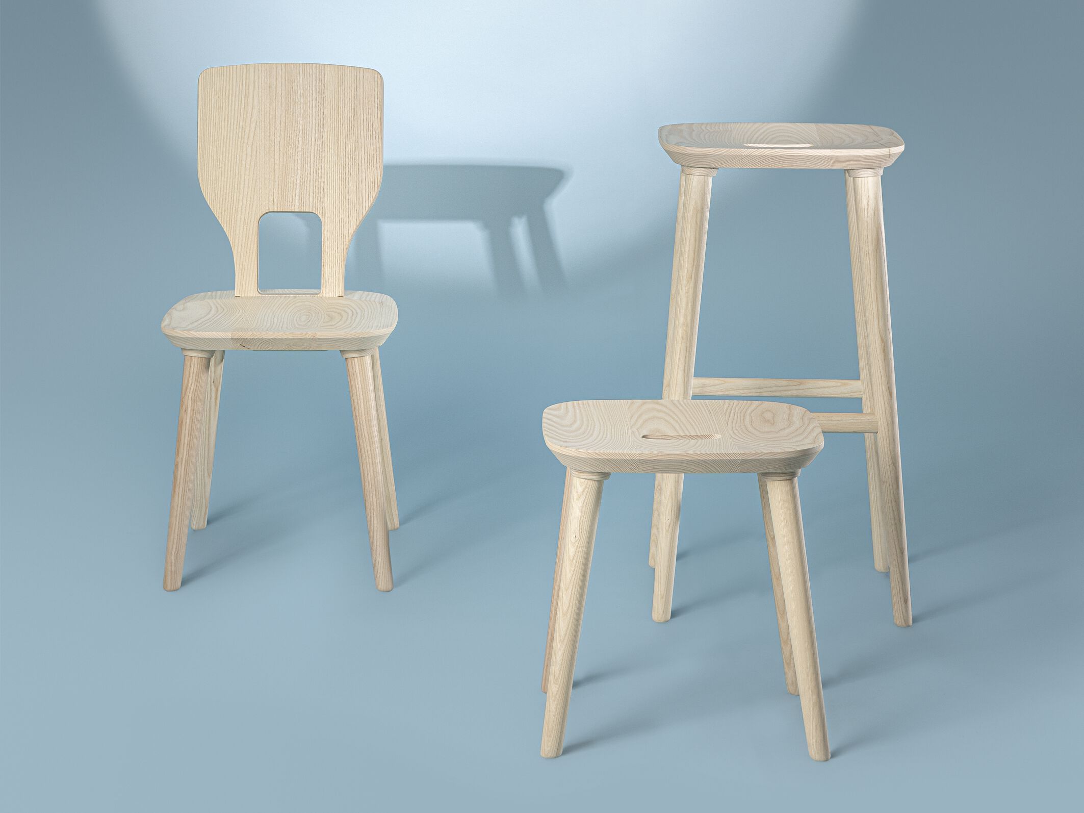 Твердый деревянный барный стул с подставкой для ног ZEITRAUM VNA ARCH-00152033 - Вид №5