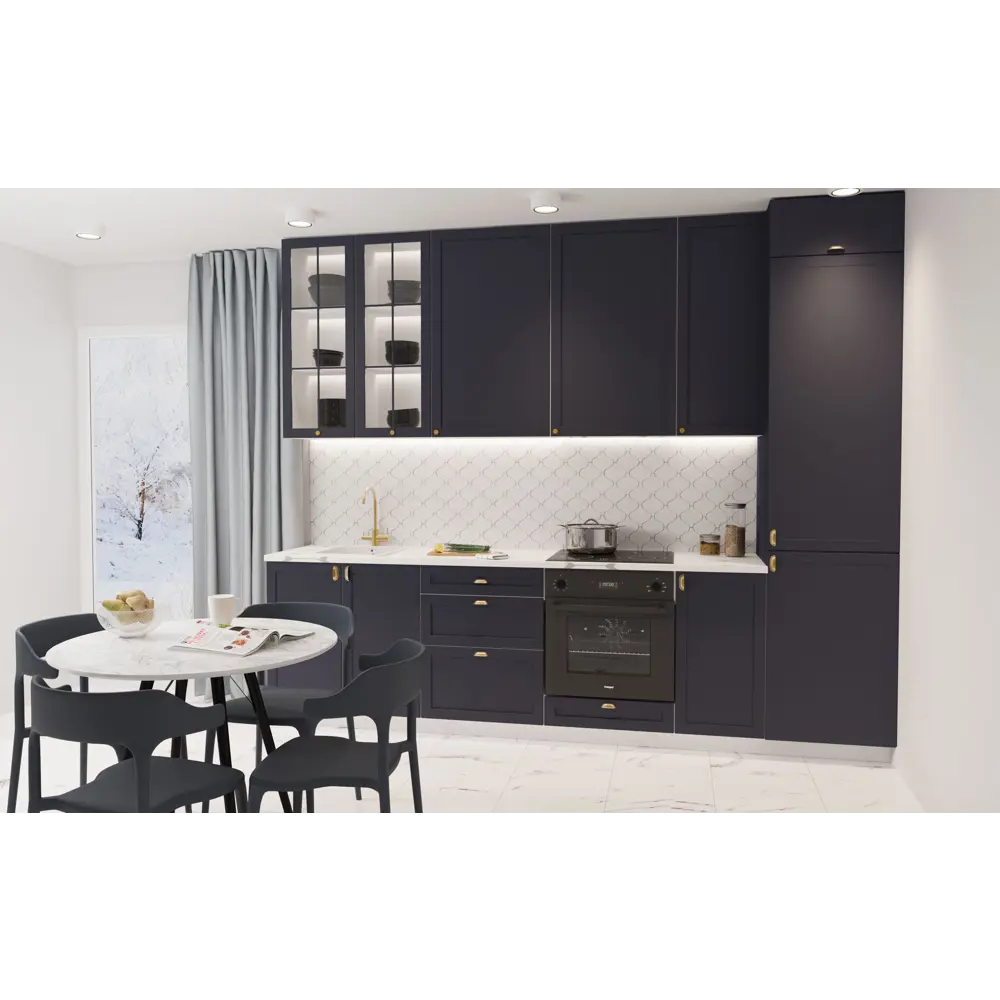 Стол обеденный Триумф 88x76x88 см круг МДФ цвет черный/кремовый Santreyd STLM-2204978 - Вид №7