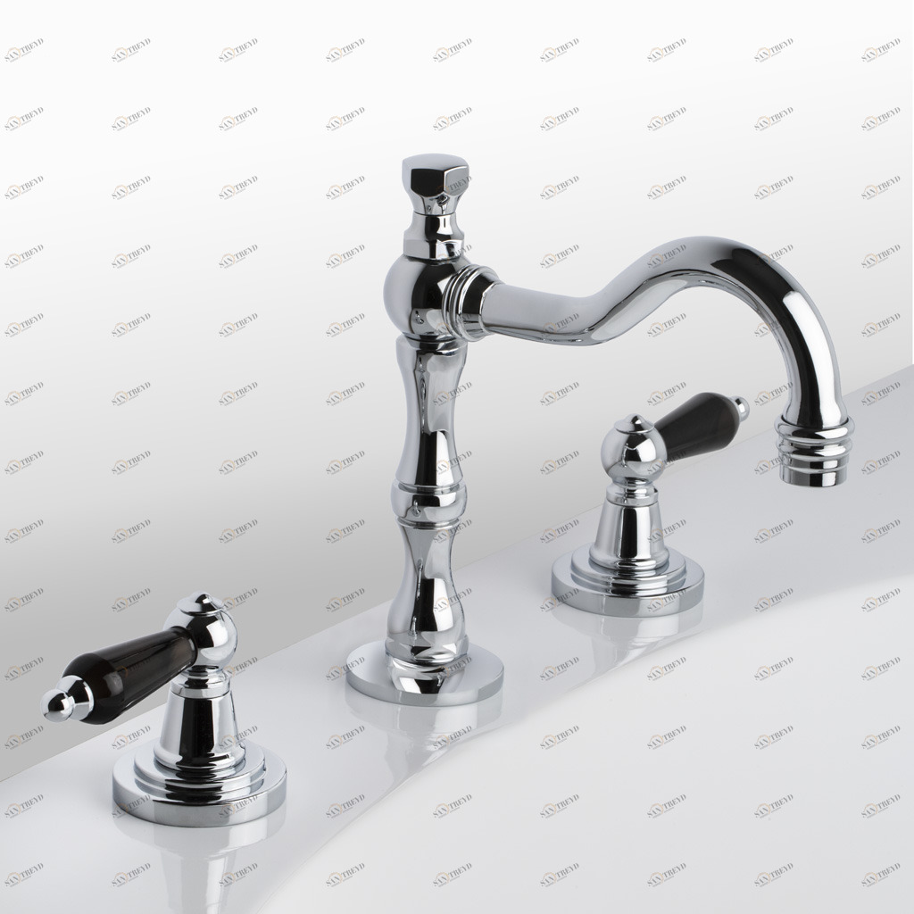 C17-1301 C17-1301 Смеситель для раковины на 3 отверстия РУЧКА ВОЛГА II Cristal & Bronze VOLGA À MANETTES II 