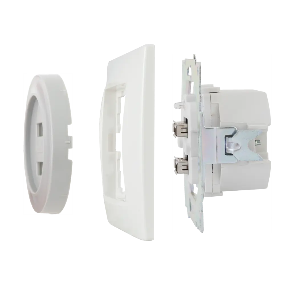 Розетка Onekeyelectro USB двойная встраиваемая с подсветкой цвет серый Florence STLM-2116906 - Вид №5