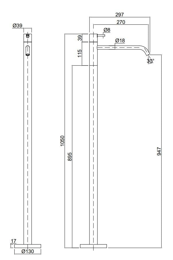 Однорычажный смеситель для раковины из нержавеющей стали Antoniolupi Ayati ARCH-00030979 - Вид №2