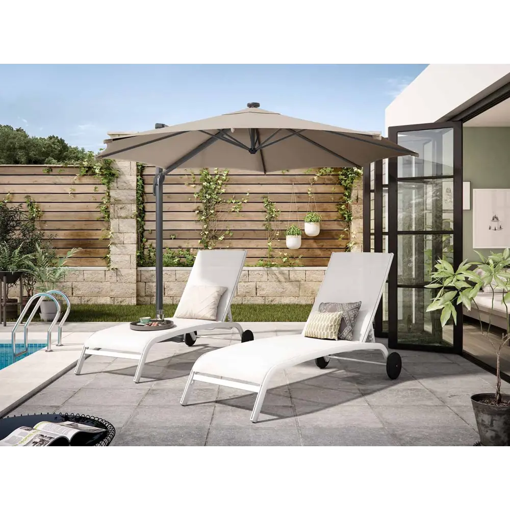 Шезлонг с колесами Naterial Lyra 207х63 см алюминий/ текстиль светло-серый STLM-2149023 - Вид №5