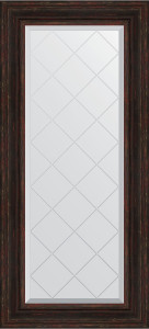 BY 4076 Зеркало с гравировкой в багетной раме - темный прованс 99 mm EVOFORM Exclusive-G