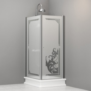 9143P0 Душевая кабина SX с распашной дверью и фиксированной боковой частью для душевого поддона 80*96 открывание со стороны 80, цвет Хромированный Kerasan RETRO Италия