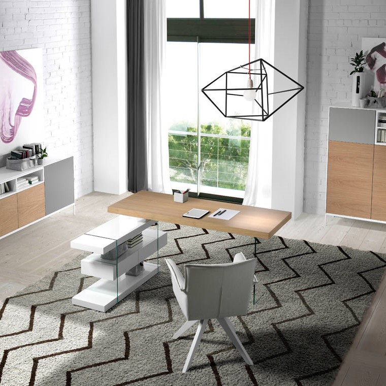 Письменный стол с полками дуб Decora от Angel Cerda ANGEL CERDA  241800 Белый;дуб сонома;бежевый  - Вид №3