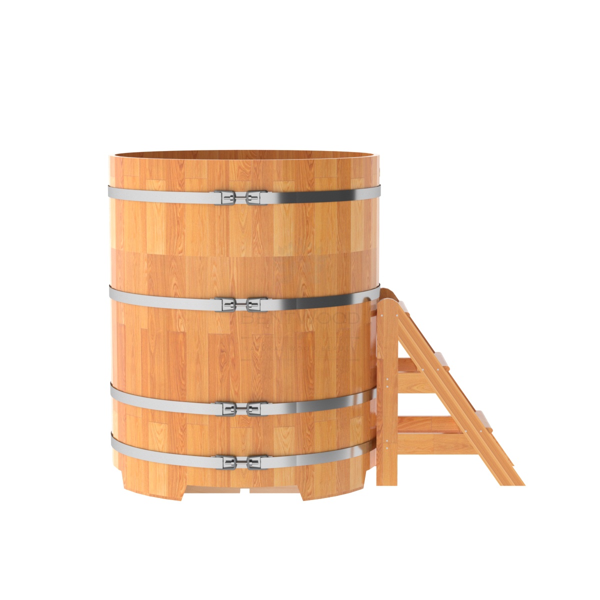 1507 Купель круглая из сращенных ламелей лиственницы d=1,17х1,4 натуральная Alyarus  - Вид №2