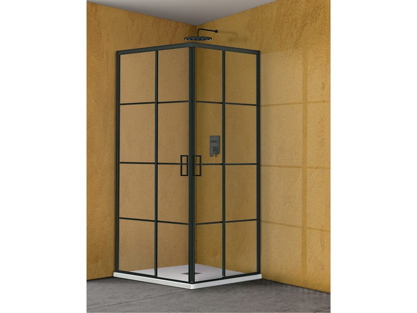 Угловая душевая кабина с раздвижной дверью Metidea декор ARCH-00108301