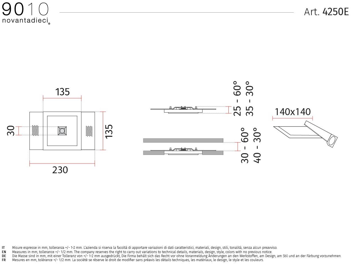 9010 novantadieci Встраиваемый потолочный светильник led из cristaly®  4250e  - Вид №4