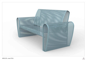 Оцинкованная стальная скамья со спинкой и подлокотниками