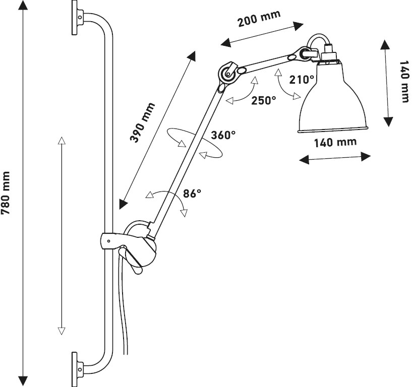 DCW éditions Регулируемый настенный светильник с гибким кронштейном Lampe gras sun-id-1393979 - Вид №4