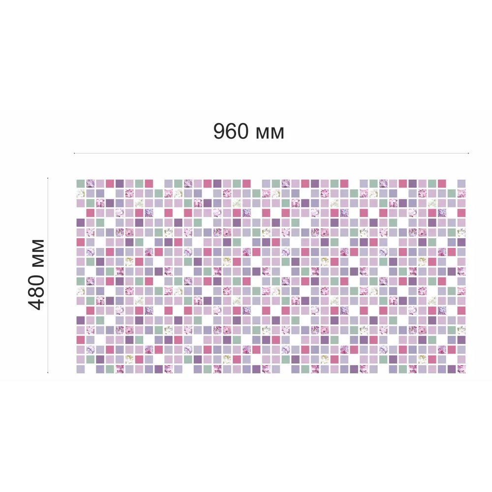 Листовая панель ПВХ 960x480x0.3 мм Мозаика сиреневая 0.46 м² GRACE STLM-2136911 - Вид №3
