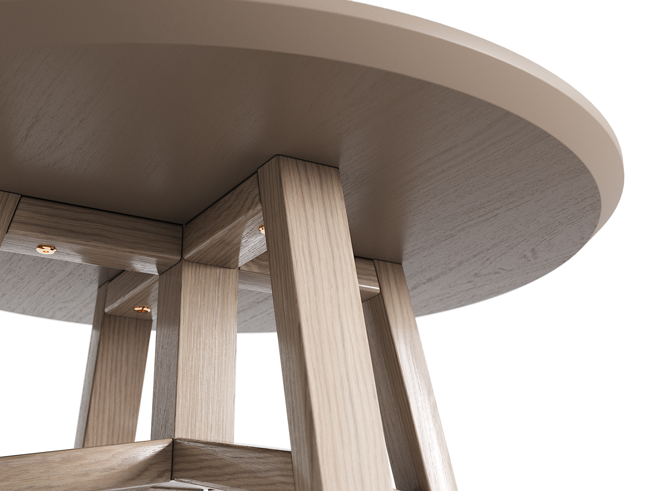 Приставной столик круглый осветленный дуб, бежевый 55 см Mack THE IDEA  210077 Бежевый  - Вид №1