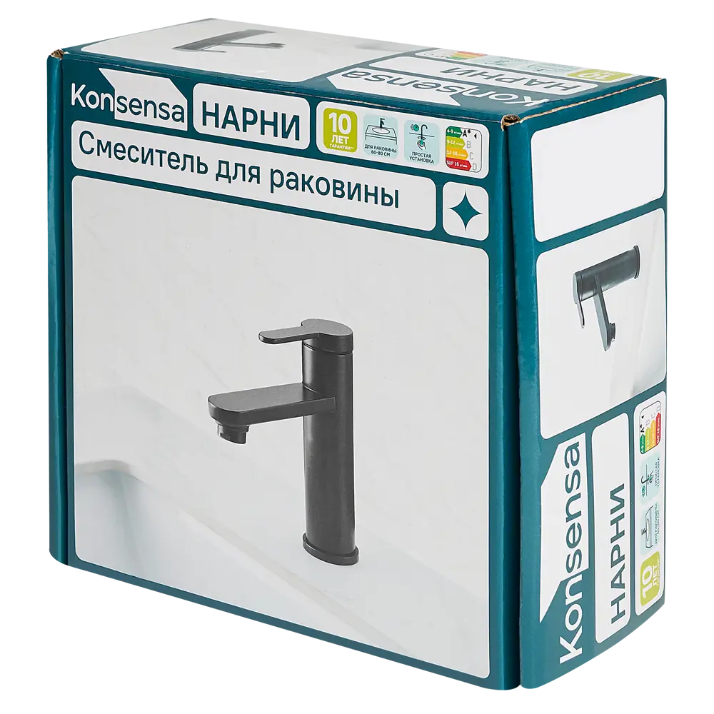 Смеситель для раковины KONSENSA Нарни MA3643PC однорычажный цвет черный матовый STLM-2188236 - Вид №7