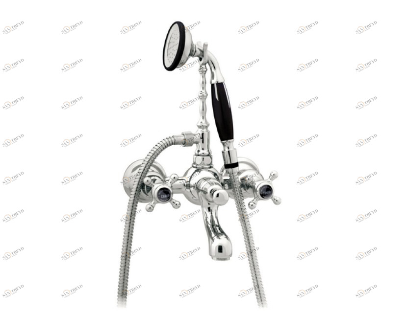 035018.N00.50 Душевой набор для ванны с черным фарфором Яркий хром Mestre RETRO
