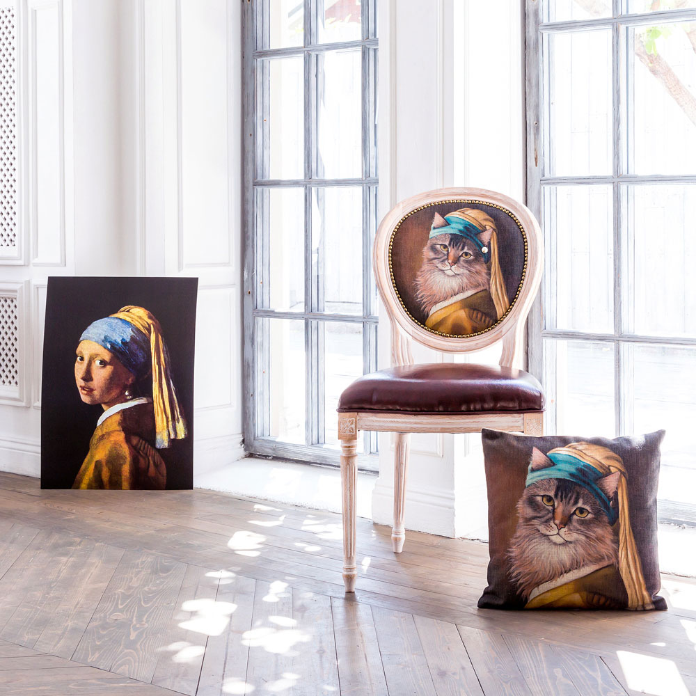 2719042 Арт-подушка «Музейный экспонат», версия 26 «Девушка с жемчужиной» Object Desire  - Вид №4