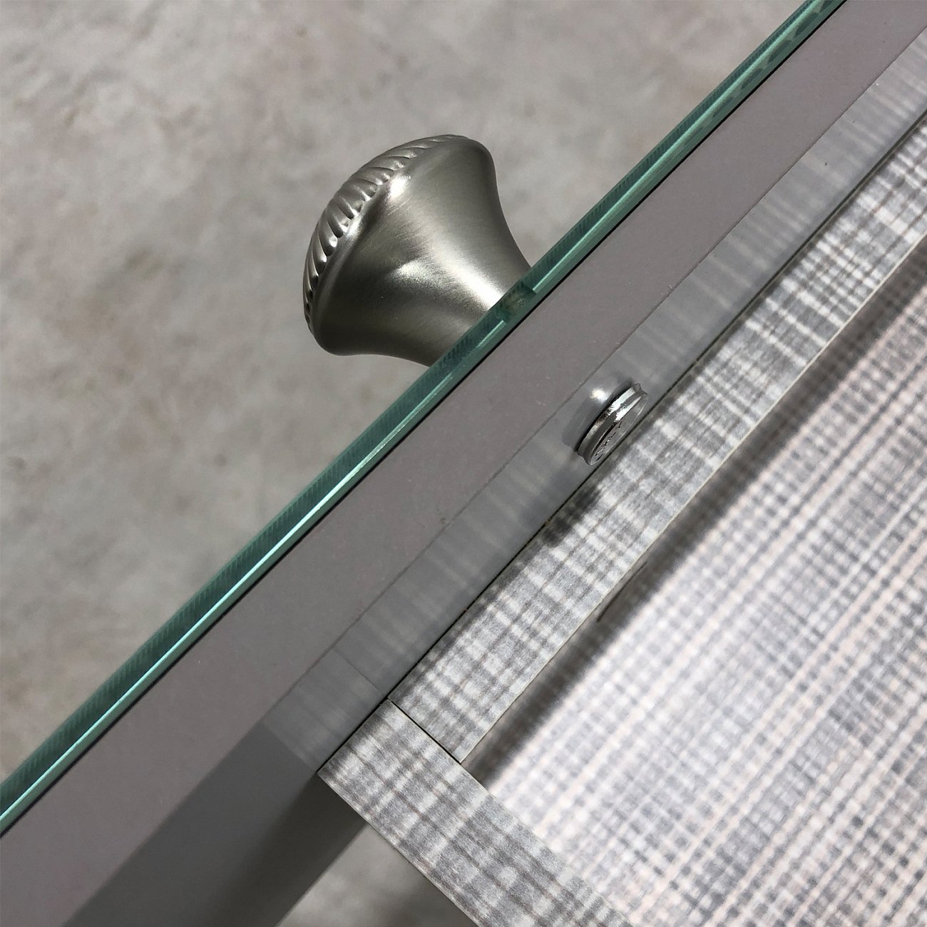 Консоль с ящиком серая с зеркальной отделкой "Фланж" GRAUM  304048 Зеркальный;серый  - Вид №2