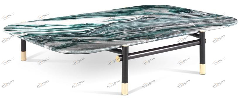 ETRO Home Interiors Низкий прямоугольный журнальный столик из мрамора и дерева Woodstock E.woo.231.a