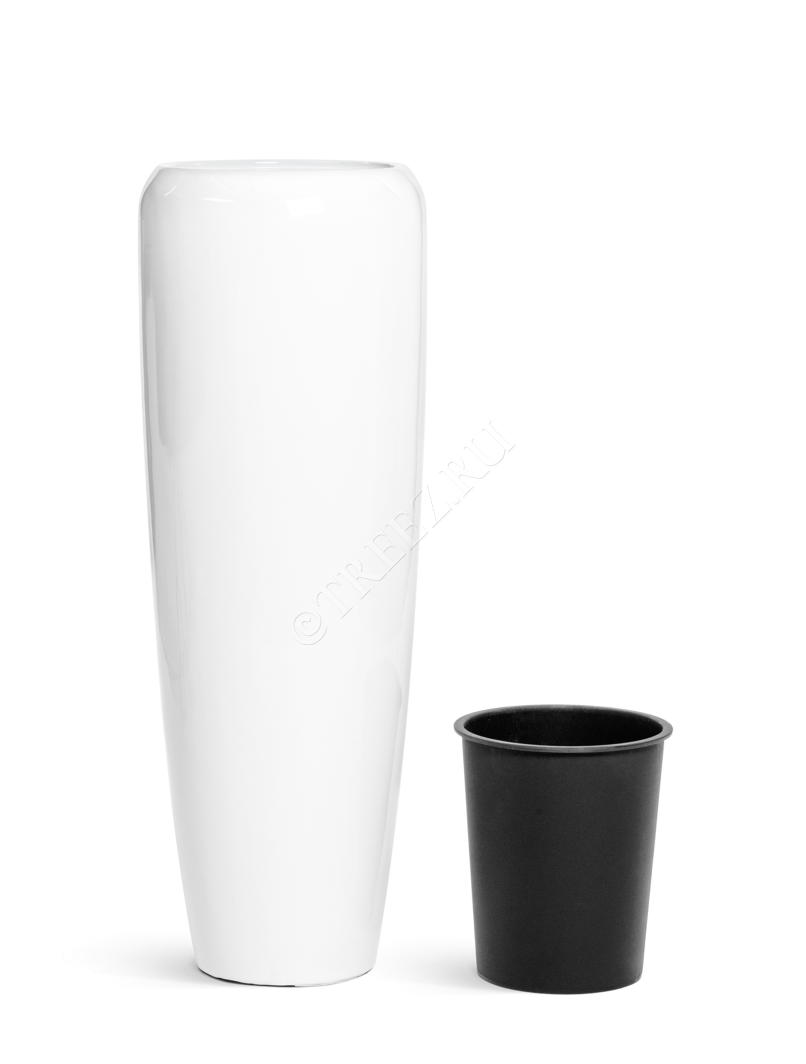 41.3320-05-036-WH-097 Кашпо  Effectory - серия Gloss - Высокий конус Design - Белый глянцевый лак Цветочная коллекция  - Вид №2