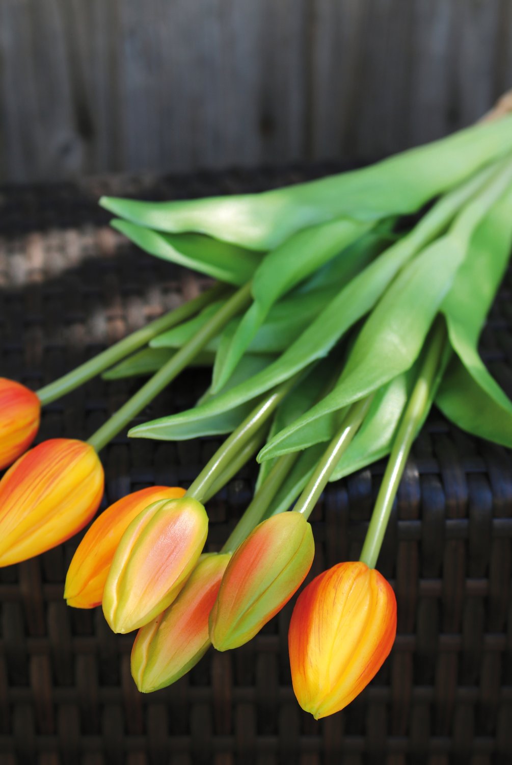 2942 334 a3 Букет искусственных тюльпанов, 7-кратный, 44 см, real touch, оранжевый H-andreas  - Вид №1