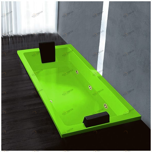 Ванна Gruppo treesse Quadra 180 V0787-SX-SZ салатовая с золотой фурнитурой и гидромассажем прямоугольная встроенная левая STDV0787SXSZ