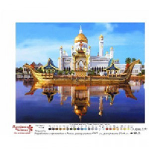 1797 Канва/ткань с рисунком для вышивания бисером 37 см х 49 см "Мечеть Омара Али Саифутдина" Матренин посад
