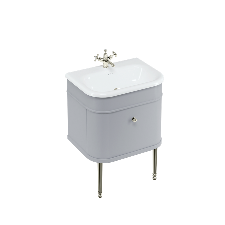 Burlington Chalfont Chalfont 650мм Тумбочка с одним выдвижным ящиком - Классический серый с хромированными ножками CH65G-CHLEGCHR  - Вид №2