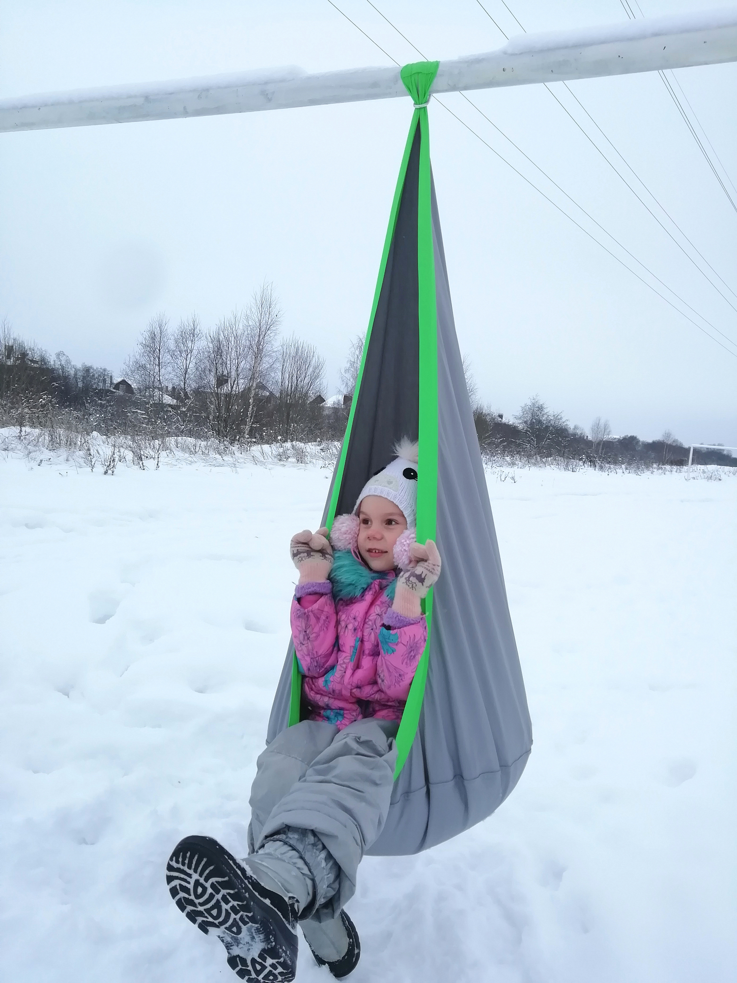 Подвесное кресло-кокон серо-салатовое ПОКАЧАЙКА  326713 Серый Santreyd  - Вид №3