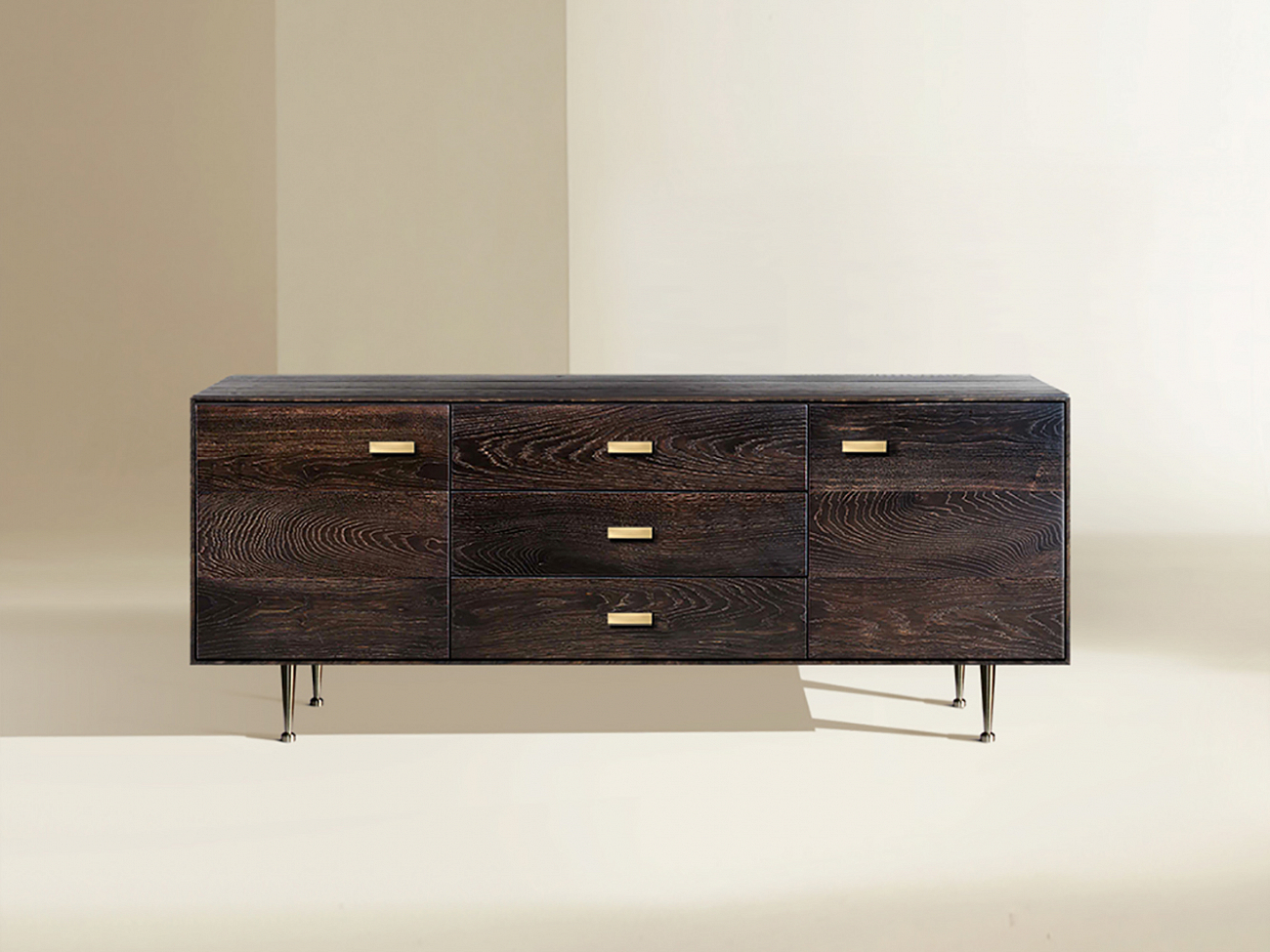 Тумба длинная с 3 ящиками ясень кофейный Bullwood ACWD BULLWOOD 00-3981911 Коричневый  - Вид №1