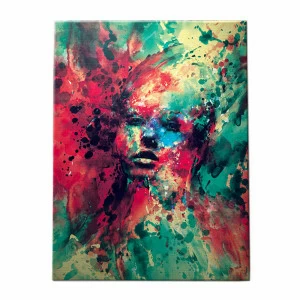 Картина портрет девушки 100х80 см Metamorph by Riza Peker ICON DESIGNE  096858 Зеленый;красный;разноцветный