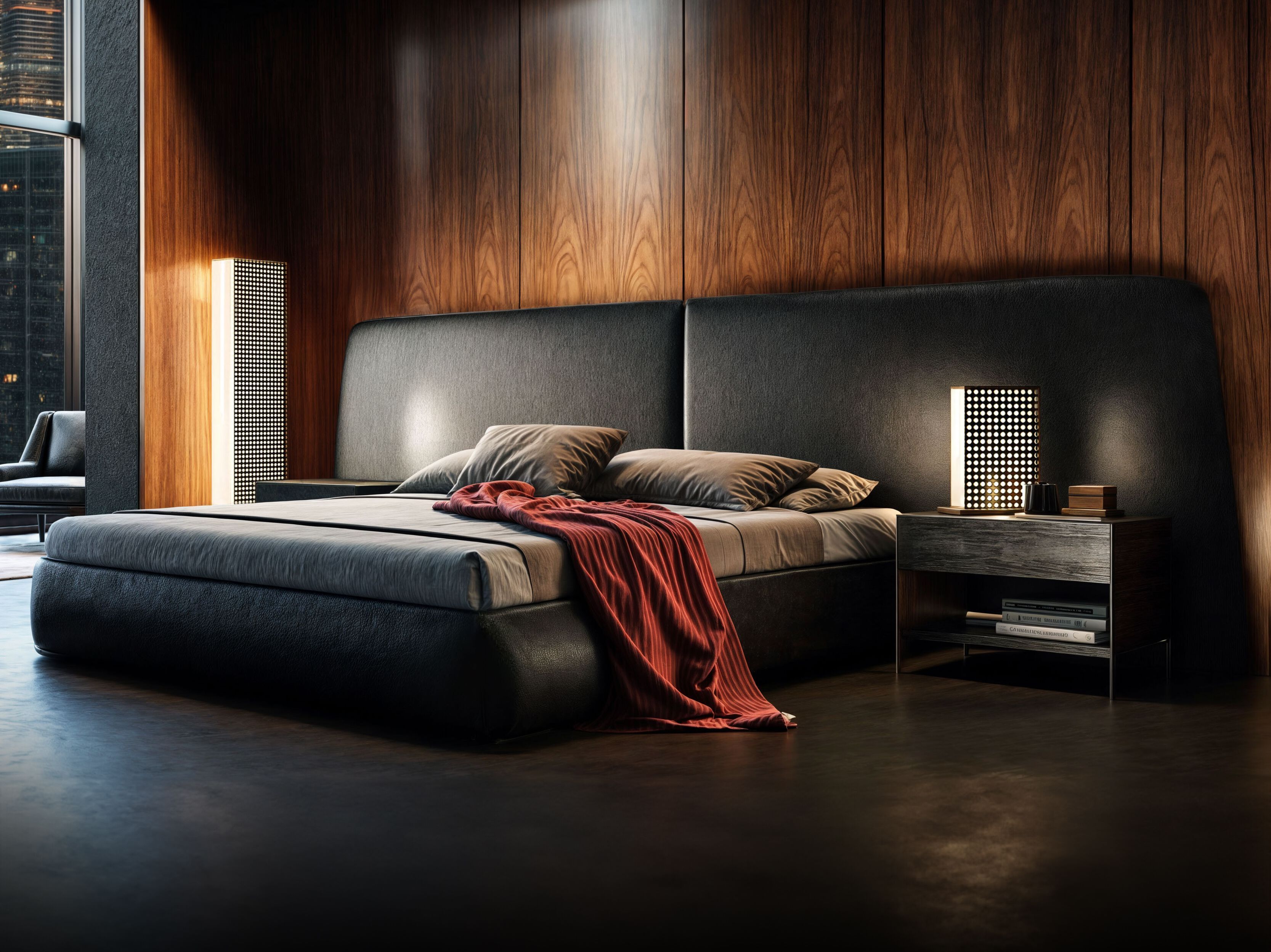 Кожаная двуспальная кровать Wayne Enterprises Home Collection WE-106 ARCH-00057380 - Вид №1