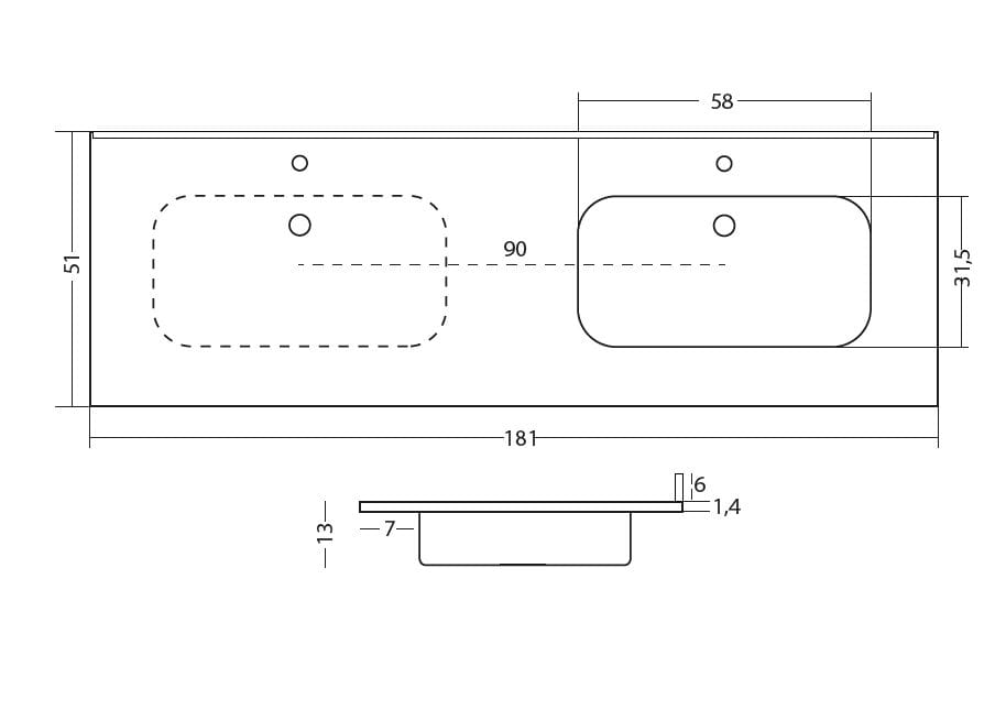 Встраиваемый умывальник из смолы Gaia Mobili Complements ARCH-00028734 - Вид №5