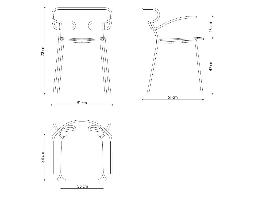 Металлический стул для ресторана с подлокотниками со встроенной подушкой TrabA' Генуя ARCH-00107492 - Вид №8
