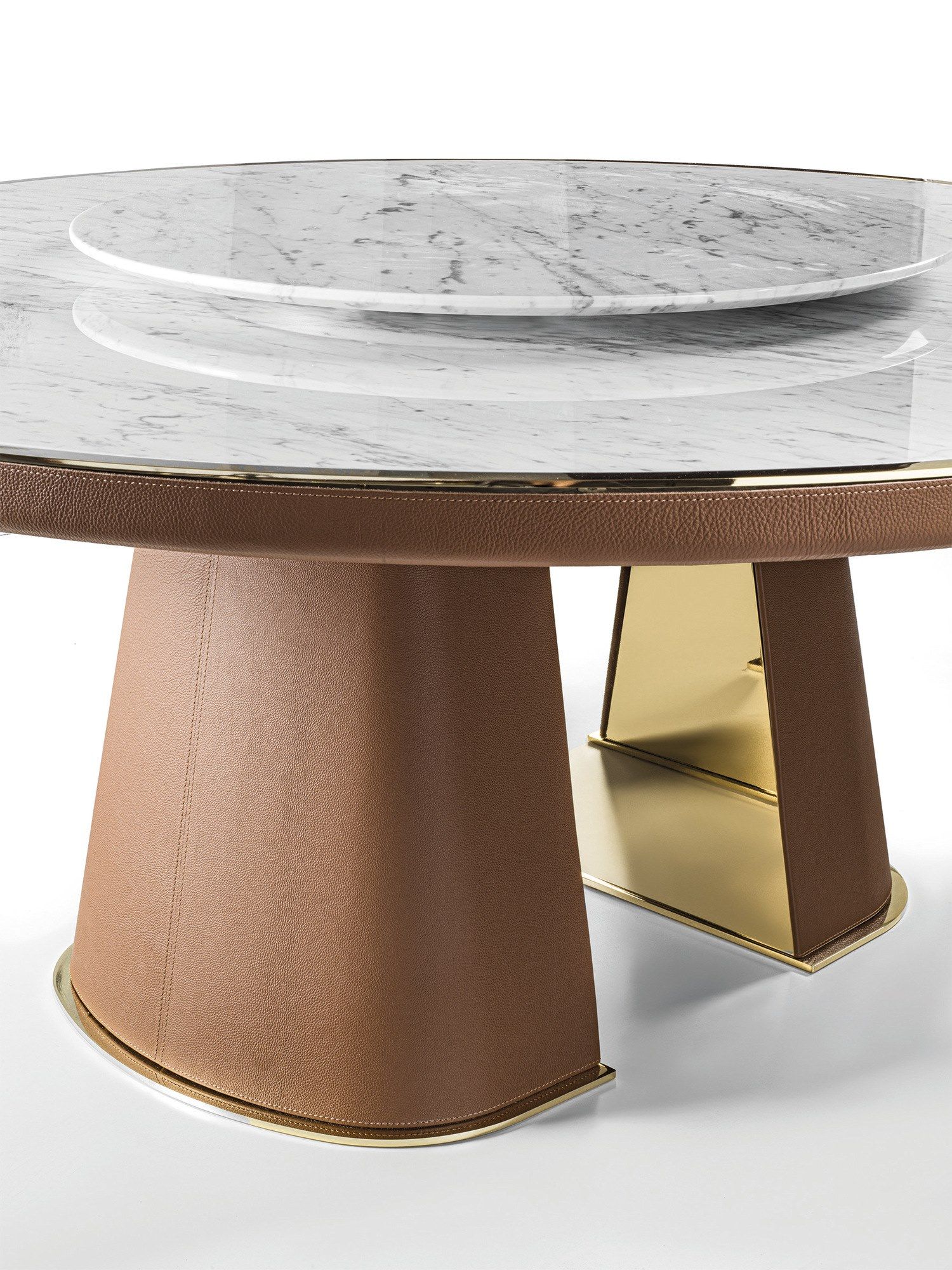 Круглый мраморный стол и основание из кожи и листового металла Longhi Loveluxe 2021-Rhythm'21 collection ARCH-00083399 - Вид №3