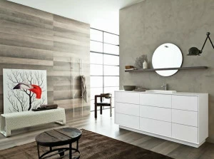 NOVELLO Отдельная лакированная тумба под умывальник с зеркалом Libera 3d