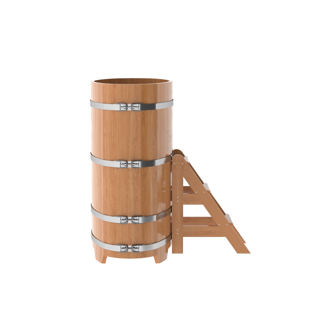 1269 Купель овальная из дуба 0,69х1,31х1,4 натуральная Alyarus  - Вид №2