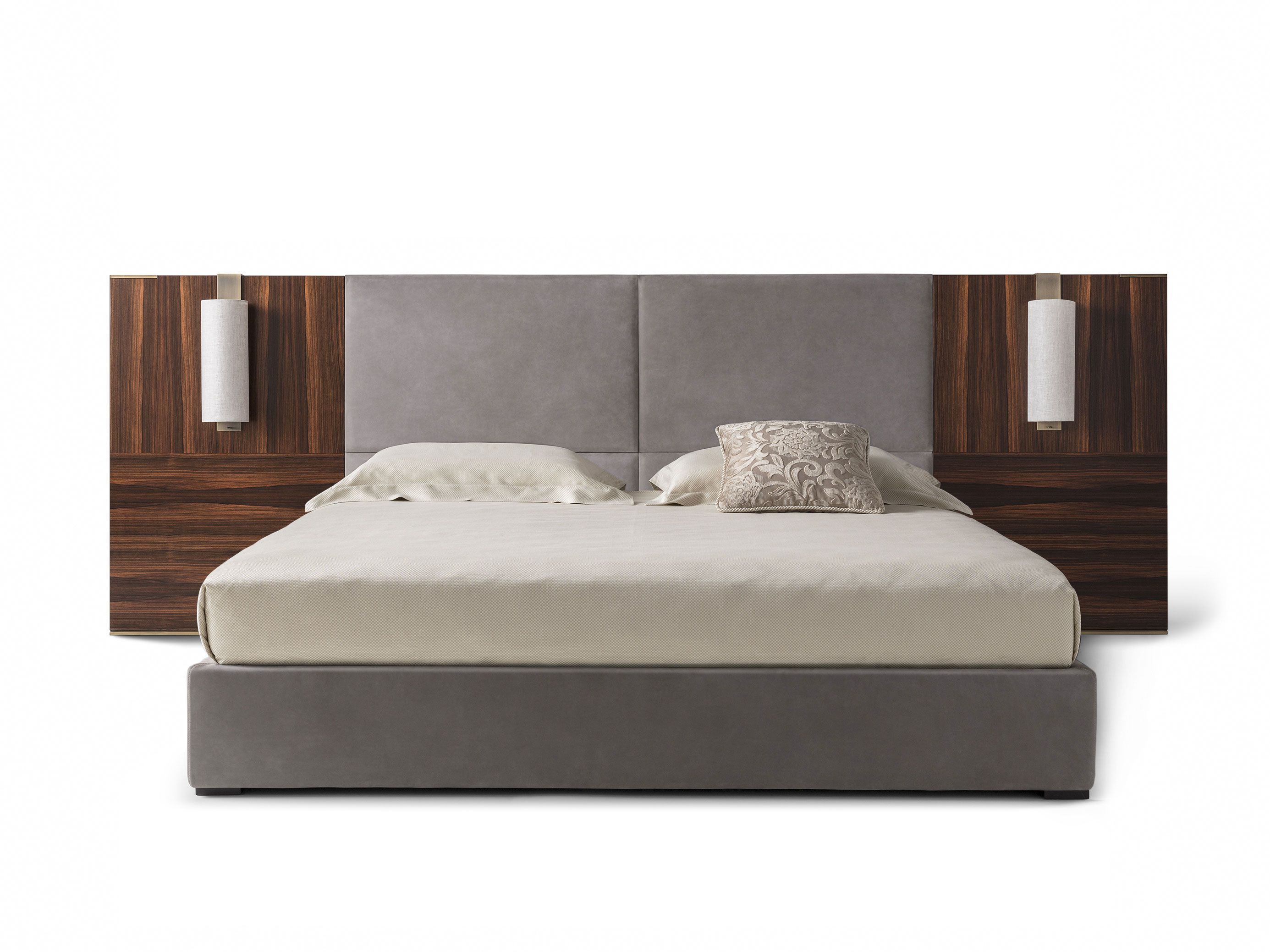 Кожаный и деревянный изголовье для двуспальной кровати OAK Metronome ARCH-00077532