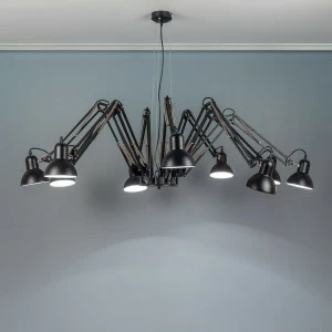 Люстра подвесная с 9 металлическими плафонами на кронштейне черная Frezia Light 90012 FREZIA LIGHT ДИЗАЙНЕРСКИЕ 00-3953642 Черный