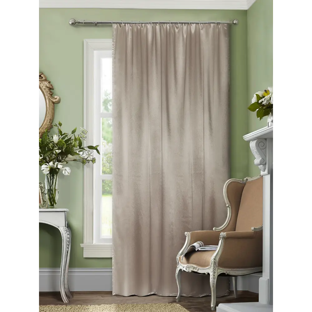 Штора на ленте «Сатин», 140х260 см, однотон, цвет бежевый ТОРГОВЫЙ ДОМ ТЕКСТИЛЬ STLM-2070682