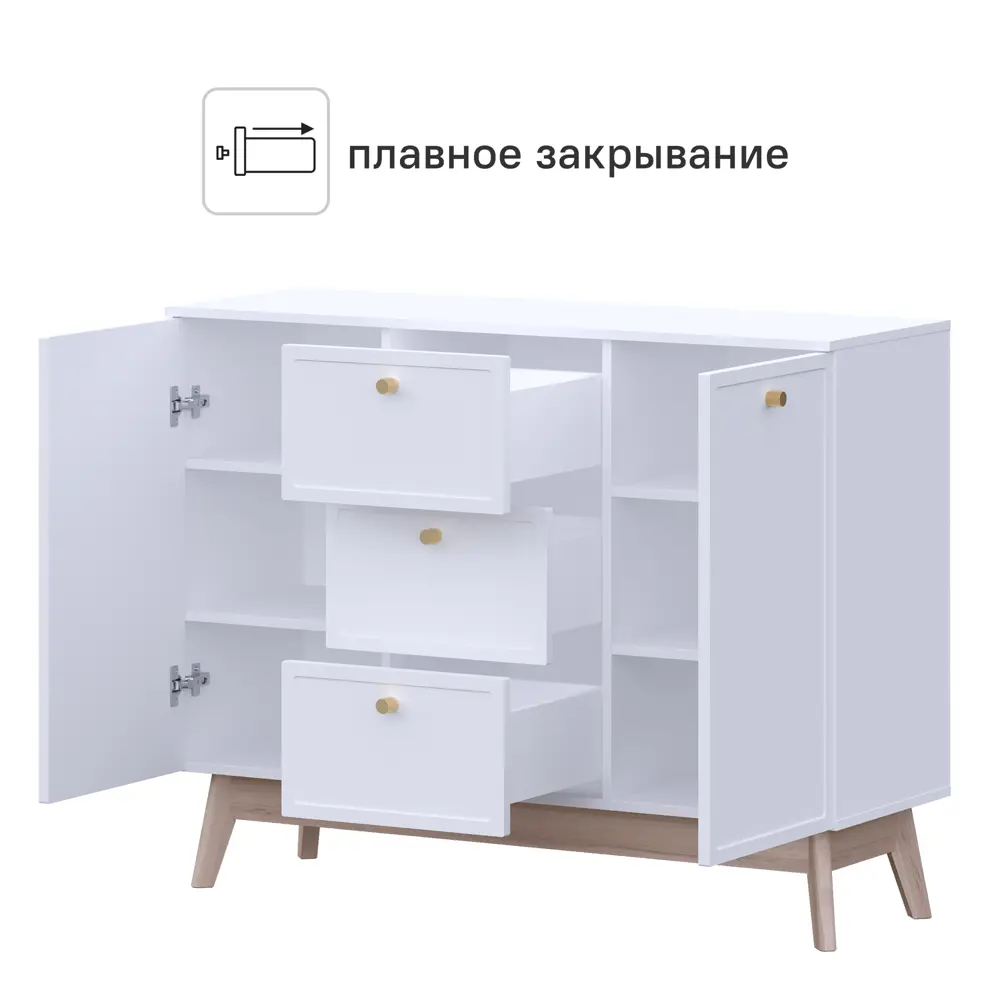 Комод KONSENSA Амьен 3 ящика 120x94x41.7 см ЛДСП цвет белый Лион STLM-2138879 - Вид №2